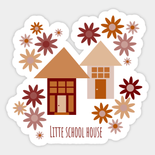 little autumn forest, cottages and pine trees Sticker